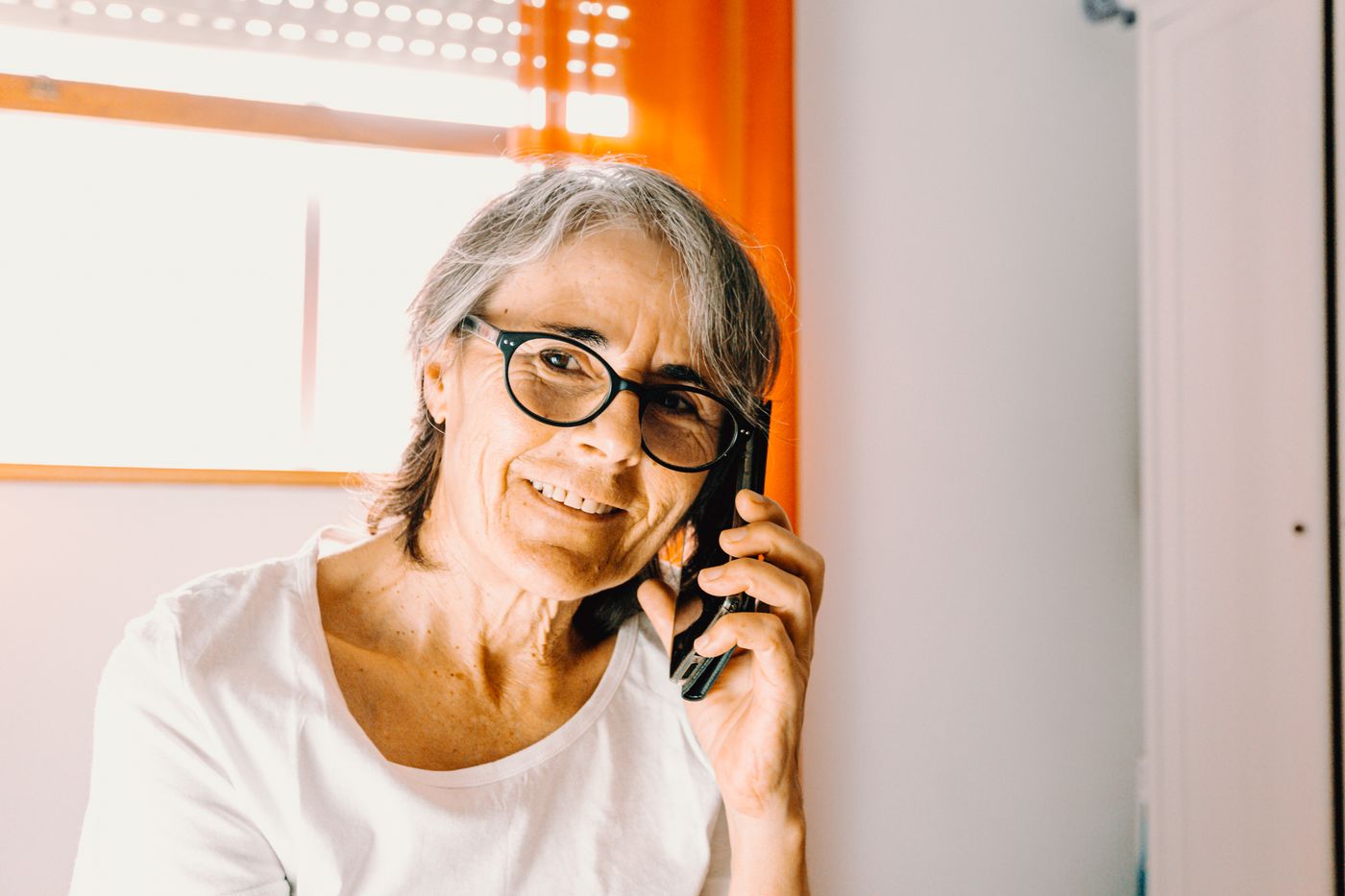Senior woman on a phone conversation